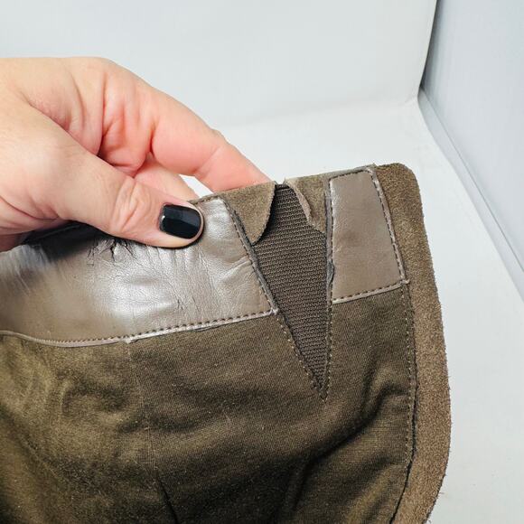 INC Tolla Suede Fringe Knee High Boots Taupe Western Boho Studded 8.5M - Picture 9 of 12